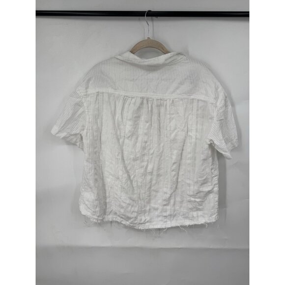 Sundance Button Front White Top Women PL Bohemian Peasant Prairie Coastal Beach - Picture 2 of 7